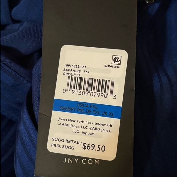 Jones New York Blue V-Neck Women's Top PXL NWT - Picture 9 of 11
